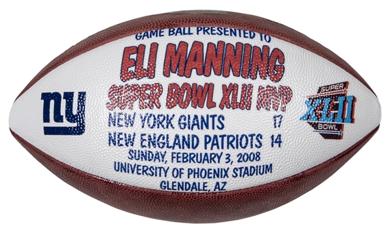 Super Bowl XLII Game Used Football Presented MVP Eli Manning